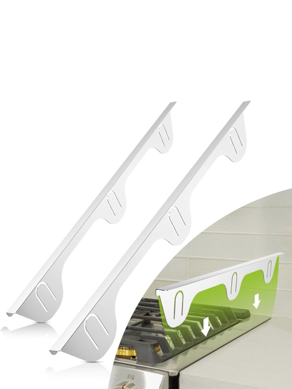 Stove/Counter Gap Covers Stainless Steel, Silver 23.4"L, 0.74" W) NEW! - Picture 2 of 7
